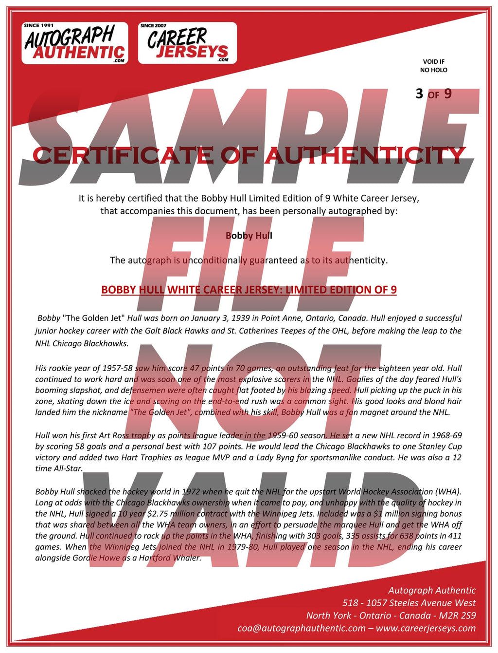 Doug Gilmour Career Jersey Autographed LTD ED 193